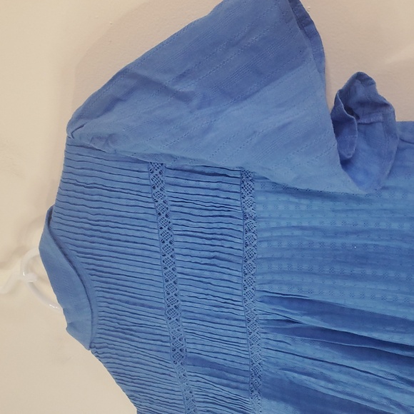 Anthropologie Tiered Mini Dress Size Medium Blue Lined Cotton - Picture 12 of 15